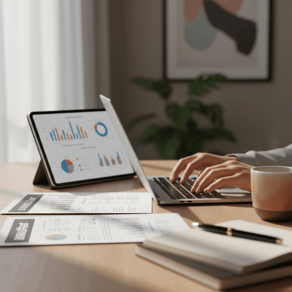Professional consulting work environment with modern workspace